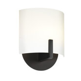 Scudo 7" One Light Wall Sconce with White Etched Glass Shade in Black Bronze