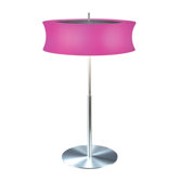Lightweights 16" Two Light Table Lamp with Fuschia Spandex Shade in Satin Aluminum