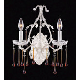 Opulence  Candle Wall Sconce in Antique White and Amber Crystal