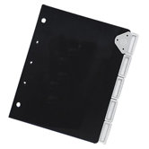 Slip-Lock Insert Index,Expo.1-1/4",1/6 Tab Cut,6/ST,Black