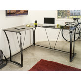 Lucido Metal and Glass L-shape Computer Desk