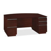 Milano 2 Double Pedestal Bow Front Desk with Optional Bookcase Hutch