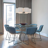 Platner 7 Piece Dining Table with Bertoia Side Chairs in Nickle Finish