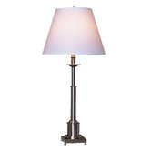KineticTable Lamp in Brushed Chrome with Ascot White Shade