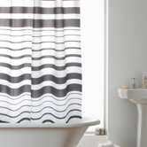 Hookless Shower Curtain in Charcoal Stripe