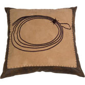 Barbwire Embroidered Rope Pillow in Tan