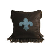 Cheyenne Faux Tooled Fleur De Lis Pillow in Turquoise