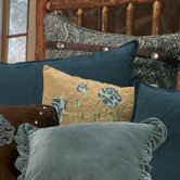 Bella Vista Pillow In Rustic Suede in Blue/Light Tan
