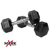 Pair of 10 lb. Rubber Hex Dumbbells