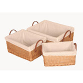 Willow Lined Shallow Basket (Set of 3)