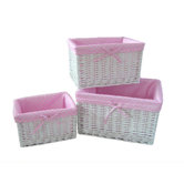 Willow Storage Basket in Pink Spot (Set of 3)