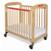 First Responder Compact Sided Evacuation Clearview Crib with Frame in Natural