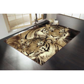 Wildlife Tigers Brown Novelty Rug