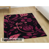 Infinite Damask Black / Pink Contemporary Runner Rug