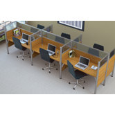 Pro-Biz Six-Straight Desk Workstation With 3 Melamine Privacy Panels & 3 Acrylic Glass Privacy Panels (Per Workstation)