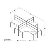 Pro-Biz Four L-Desk Workstation With 4 Melamine Privacy Panels & 4 Acrylic Glass Privacy Panels
