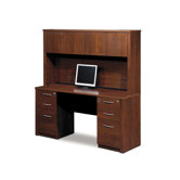 Embassy Laminate Computer Desk and Hutch with Assembled Pedestal
