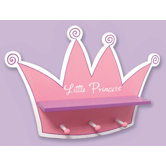 Pink Star Princess Tiara Shelf with Three Peg Hooks