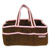 Storage or Diaper Caddy in Brown and Pink