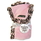Zebra Ruffle Receiving Blanket in Pink