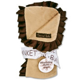 Ruffle Trimmed Caramel and Brown Receiving Blanket