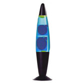 Black Base Peace Motion Lamp with Blue Wax in Blue Liquid