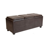 Avalon Rectangular Storage Ottoman with 3 Serving Trays