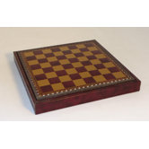 11" Pressed Leather Chest Chess Board in Black / Burgundy