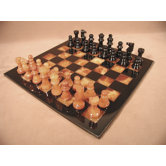 Alabaster Chess Set in Black / Brown