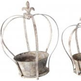 Aged Metal Crown Planter