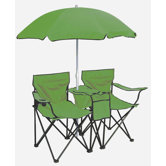 Twin Camping Chair with Cooler and Umbrella