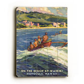 On the Beach Waikiki Wood Sign - 12" x 9"