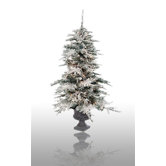 4.5' Potted Prelit Flocked Vail Artificial Christmas Tree