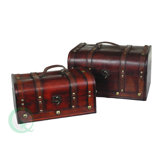 Decorative Wood Treasure Box - Wooden Trunk Chest