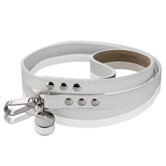 Polo Handmade Perforated Leather Dog Leash in White with White Stitching
