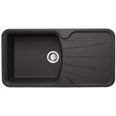 Korona Single Bowl Inset Sink and Drainer in Volcanic Black