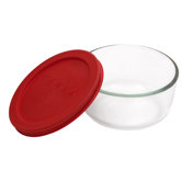 Storage Plus 2-Cup Round Storage Dish with Red Plastic Cover