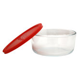 Storage Plus 7-Cup Round Storage Dish with Red Plastic Cover