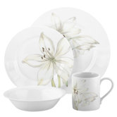 Impressions White Flower 16 Piece Dinnerware Set