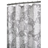 Peony Shower Curtain in Antique Silver / White