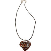 Red Dichroic Glass Heart Pendant Necklace