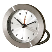 Diecast Round Travel Alarm Clock with Arabic Numerals