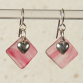 Heart Charm Earring in Pink