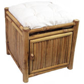 Natural Bamboo Square Storage Stool with Cushion
