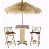 Bamboo 3 Piece Bar Height Dining Set