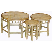 Natural Bamboo 3 Piece Nesting Accent Stools Set