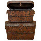 Toscana Wood Metal Trunk (Set of 2)