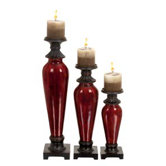 Toscana Glass Poly Stone Candlesticks (Set of 3)