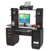 53.38" Computer Workcenter with Hutch
