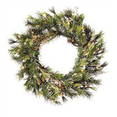 Prelit Country Pine Wreath with Clear Lights